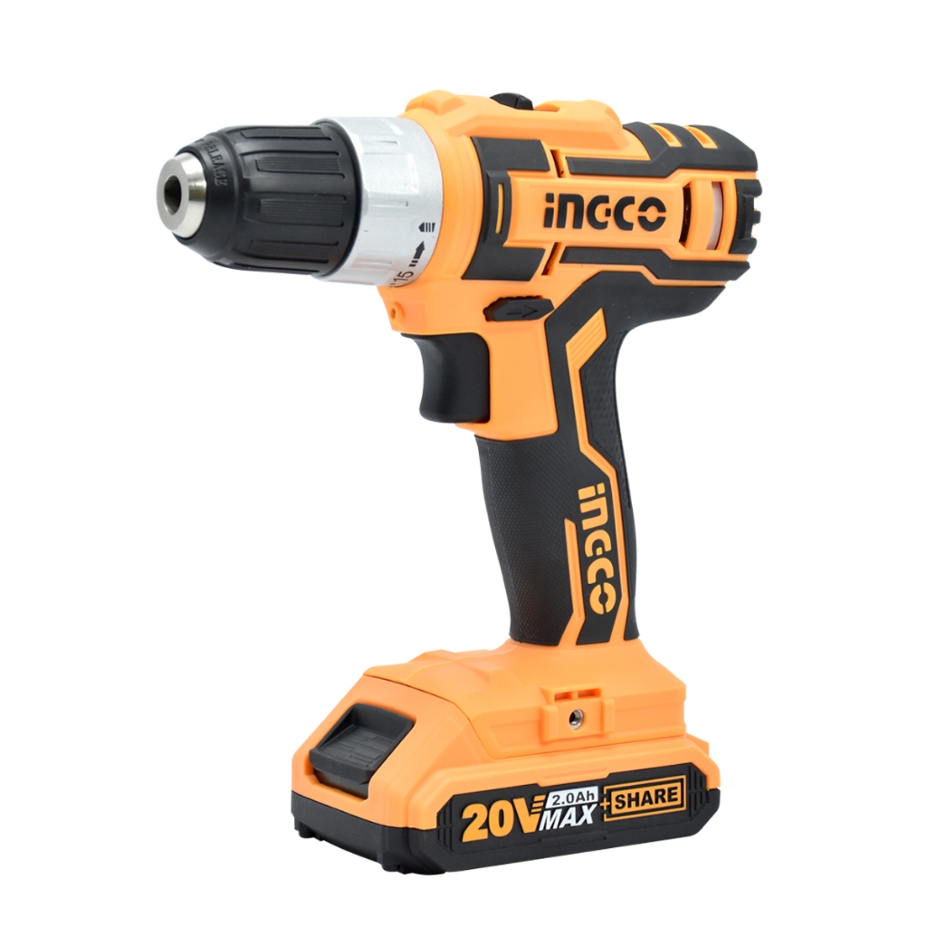 INGCO สว่านไร้สายแบตเตอรี่ 20V รุ่น CDLI2002 พร้อมอุปกรณ์เสริม 47 ชิ้น
