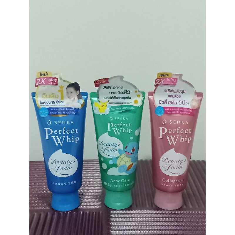 ฉลากไทย Senka Perfect Whip 120 g./Acne Care 100 g./Collagen in 120 g. เซนกะ เพอร์เฟ็ค วิป/เเอคเน่/คอลลาเจน
