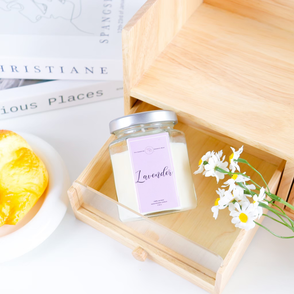 เทียนหอมไขถั่วเหลือง 100% กลิ่น Lavender