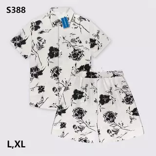 ชุดเซ็ท เสื้อพร้อมกางเกง พิมพ์ลายพร้อมส่ง ผ้าไหมอิตาลี ผ้าเรียบ ลื่น ทิ้งตัว ระบายอากาศได้ดี S388