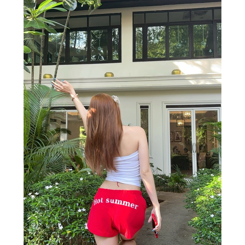 พร้อมส่ง hawaii baby pant กางเกงขาสั้นทรงเบบี้เพน ด้านหน้าสกรีนhawaii ด้านหลังสกรีนhot summer