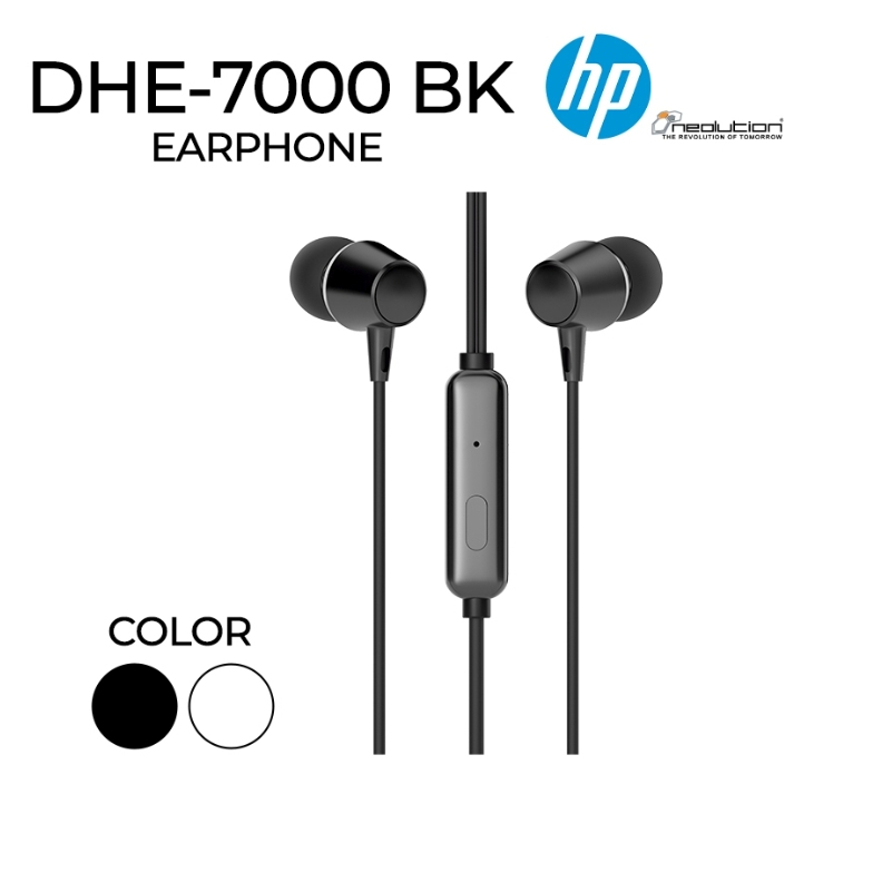 [เก็บโค้ดส่งฟรี] HP Earphone 3.5 Wired 3.5 DHE-7000 หูฟังแบบมีสาย 3.5 มม. มีไมค์ในตัว ของแท้ 100%