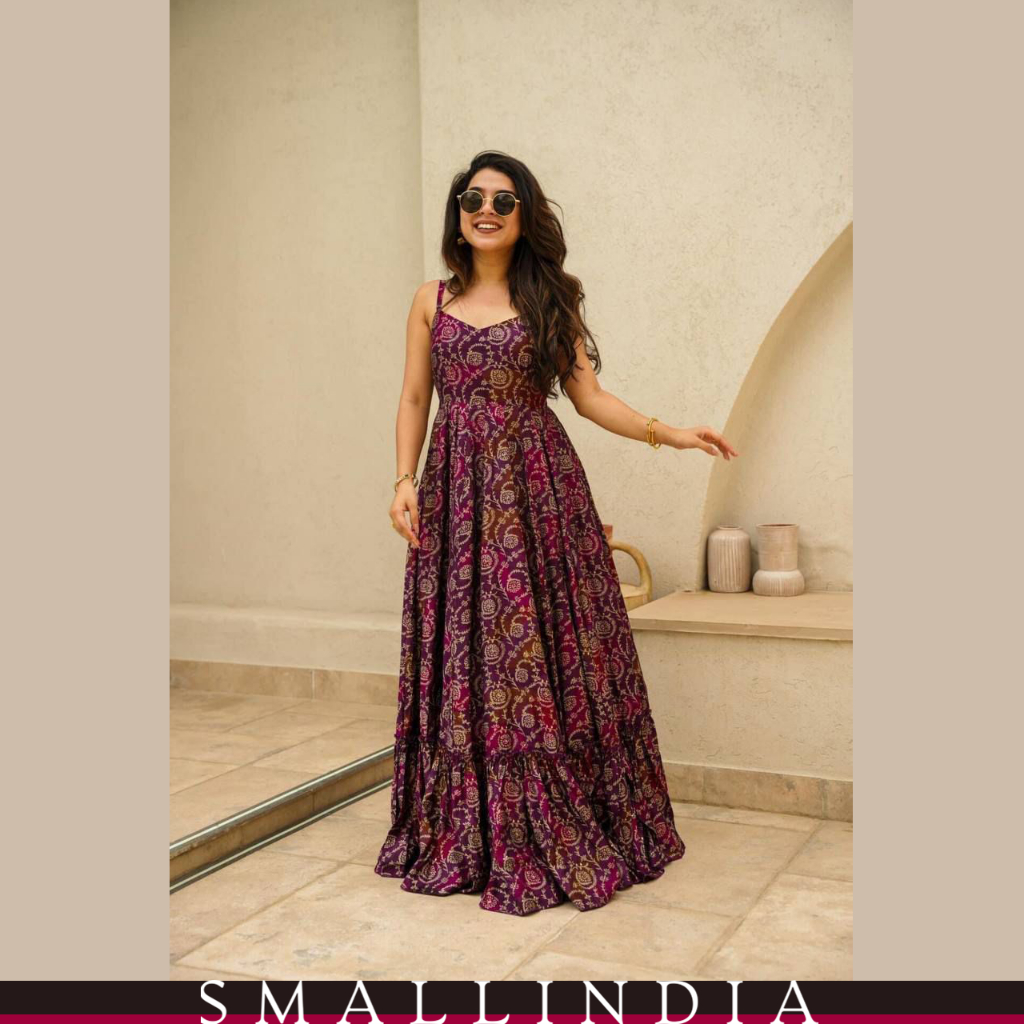 {**ส่งฟรี**} SMALL INDIA 👗 Muslin Comfortable Breathable Gown Dress ชุดเดรส 👗 Women Gown Dress