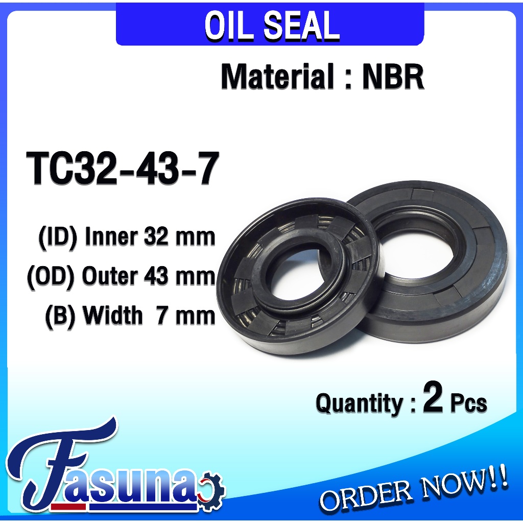 ออยซีล Oil seal TC32-43-7 ออยซีล Oil Seal ซีลยาง TC ซีลกันน้ำมัน ( NBR ) รูใน 32 โตนอก 43 หนา 7 มิล TC32x43x7 มิล