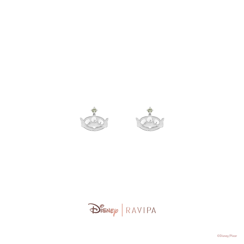 Ravipa | Silver Little Aliens Studs (Spring Green CZ Diamond)