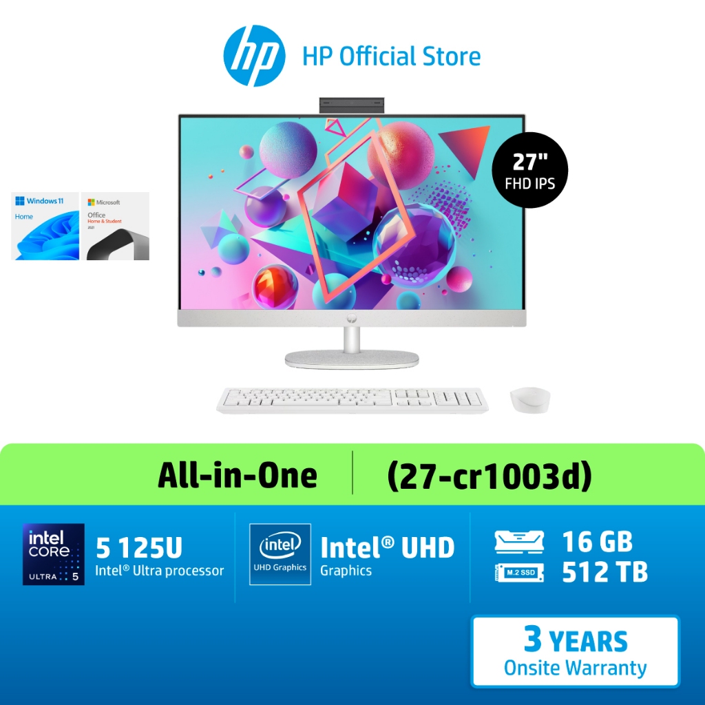 HP All-in-One 27-cr1003d Intel® Core™ Ultra 5 125U/ 16GB/ 512GB/ Win 11 Home/ MS HS 2021/ 3Yrs