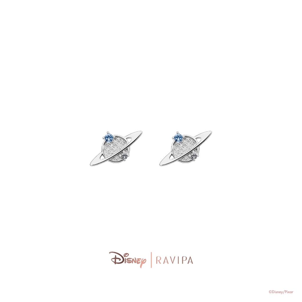 Ravipa | Silver Pizza Planet Studs (Arctic CZ Diamond)