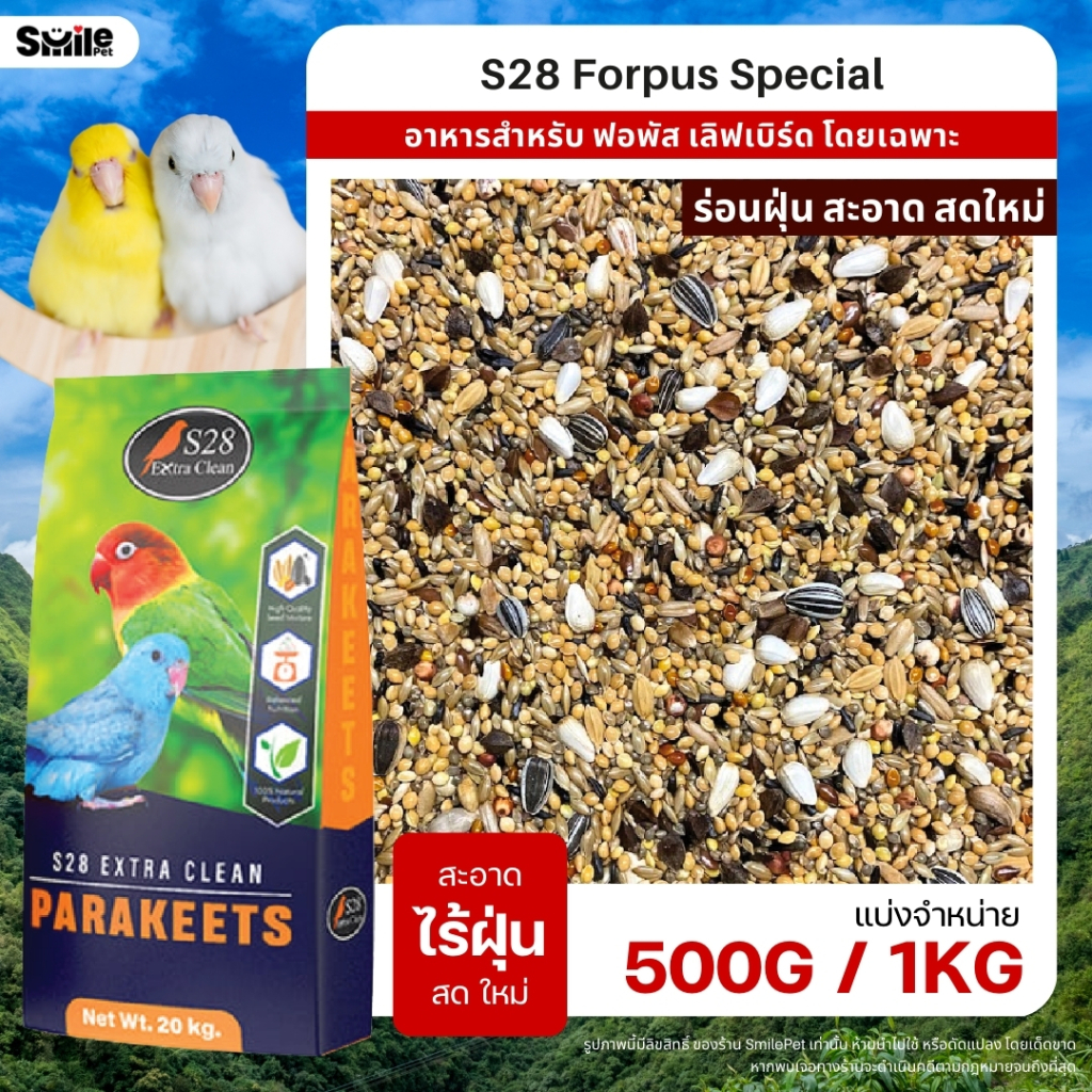 S28 Forpus Special อาหารนกแก้ว ฟอพัส และนกแก้วขนาดเล็ก (แบ่งขาย 500G / 1KG)