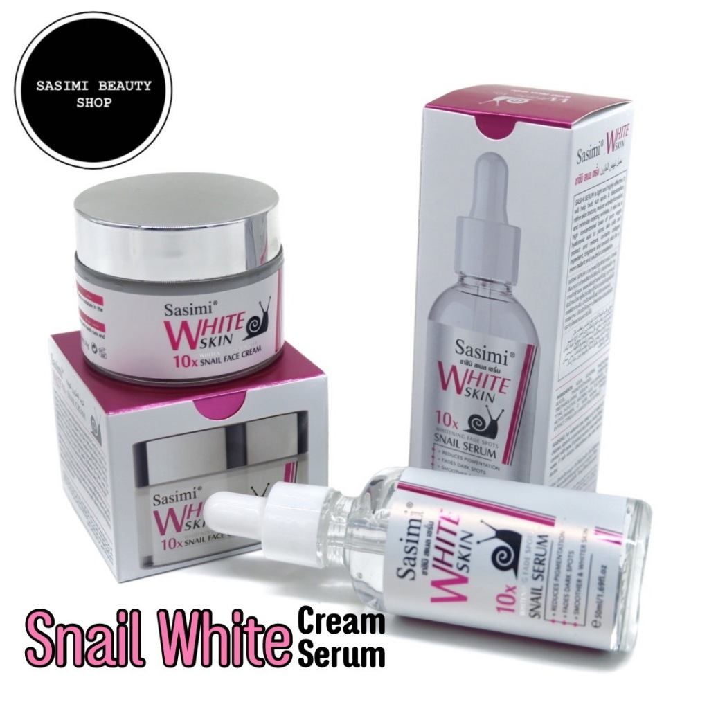 Sasimi Snail White Skin Face Cream ครีมบำรุงผิวหน้า เซรั่ม สูตรหอยทาก ฟื้นฟูผิวขาวใส ลดเลือนริ้วรอย