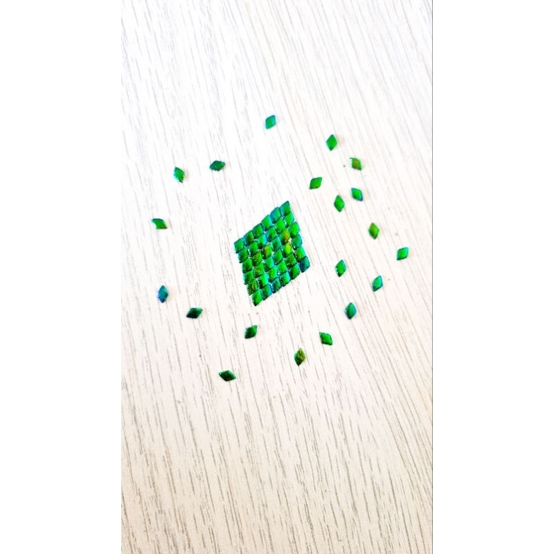 เลื่อมปีกแมลงทับแท้ ทรงข้าวหลามตัด ปักชุดไทย สไบโบราณ