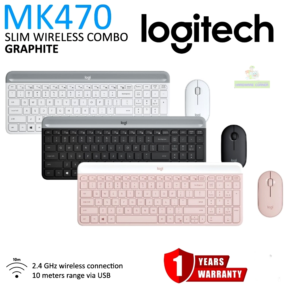 Logitech MK470 COMBO Wireless Mouse & Keyboard SLIM (มีทั้งคีย์แคป Th/En & คีย์ En) ประกัน 1 ปี