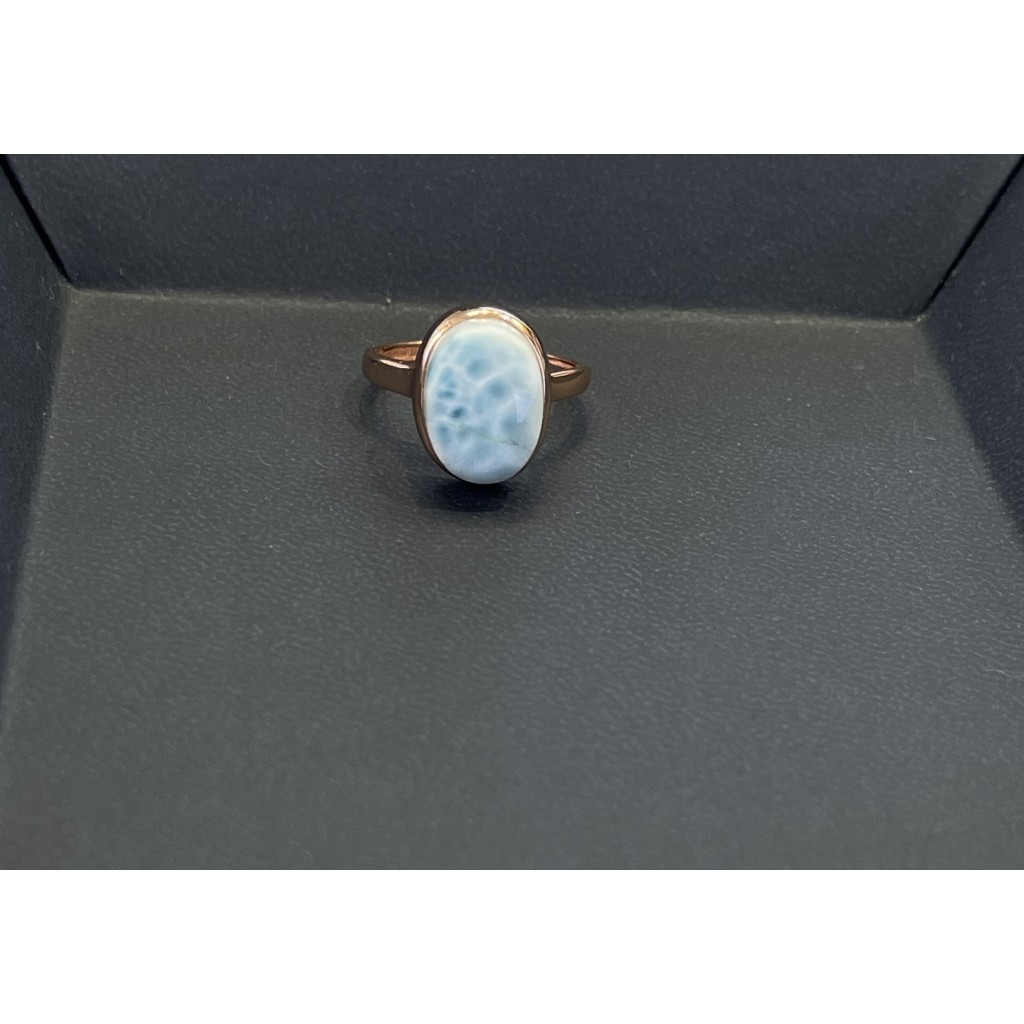 natural larimar silver ring for men