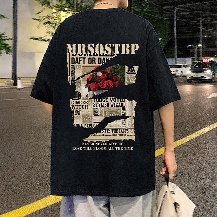 Y-T เสื้อยืด Unisex ขนาดใหญ่เสื้อยืดพิมพ์ลาย "MRSOSTBP",ผ้าฝ้าย 100% ผ้านุ่ม,สวมเสื้อสบาย ๆเวอร์ชั่นเกาหลี ซัมเมอร์