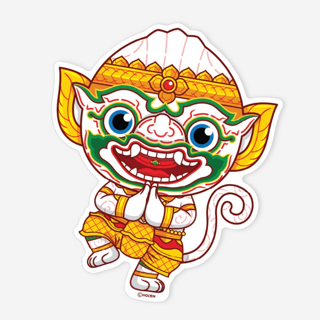 Waterproof Ramakien Sticker - Hanuman Sawasdee - สติ๊กเกอร์รามเกียรติ์กันน้ำ หนุมานสวัสดี