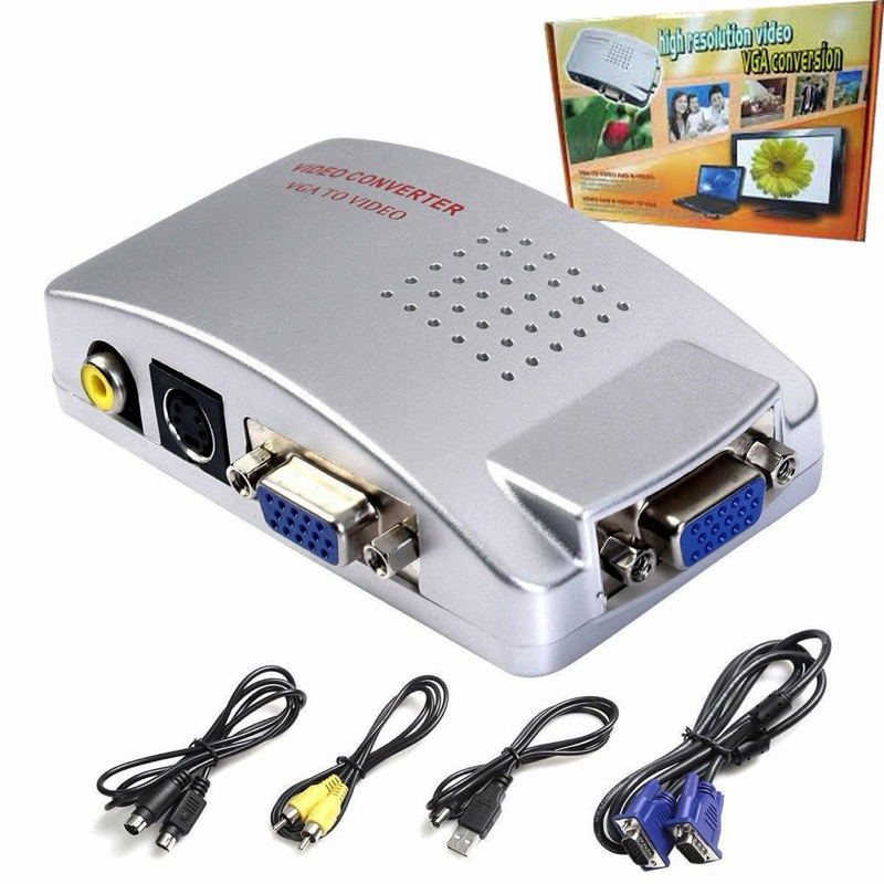 VGA To AV Converter VGA + S-Video คอมโพสิต RCA VGA OUT สำหรับ PC TO TV