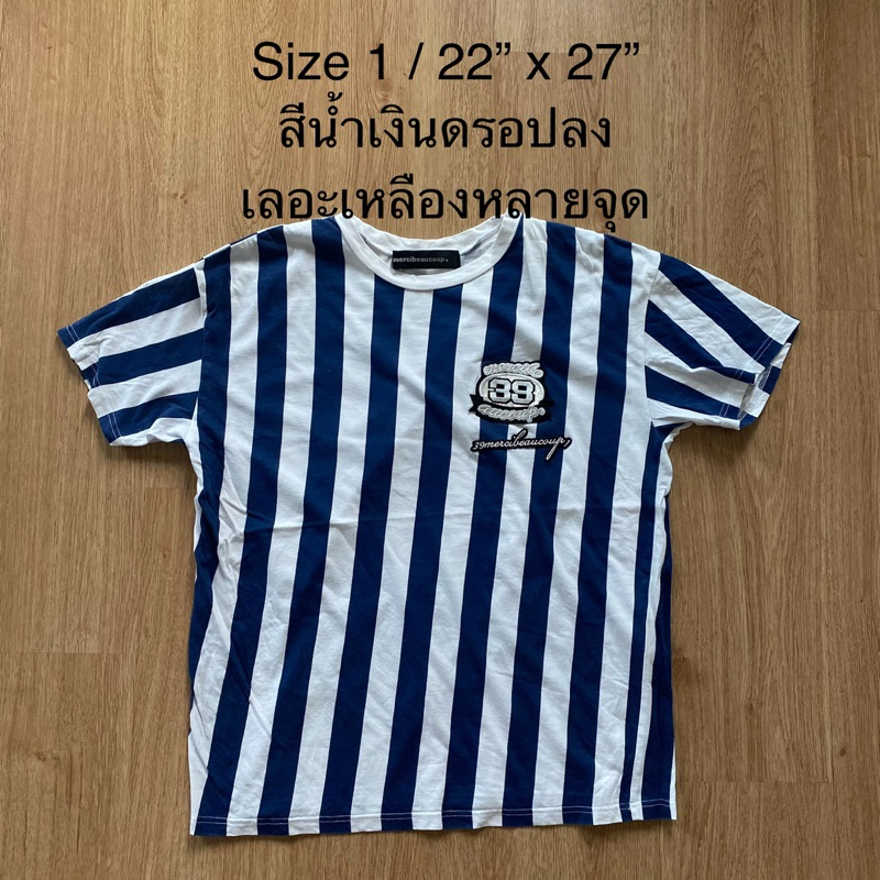 เสื้อยืด มือสอง  Mercibeaucoup ลายทาง แบรนด์ญี่ปุ่น Club 21 ของแท้