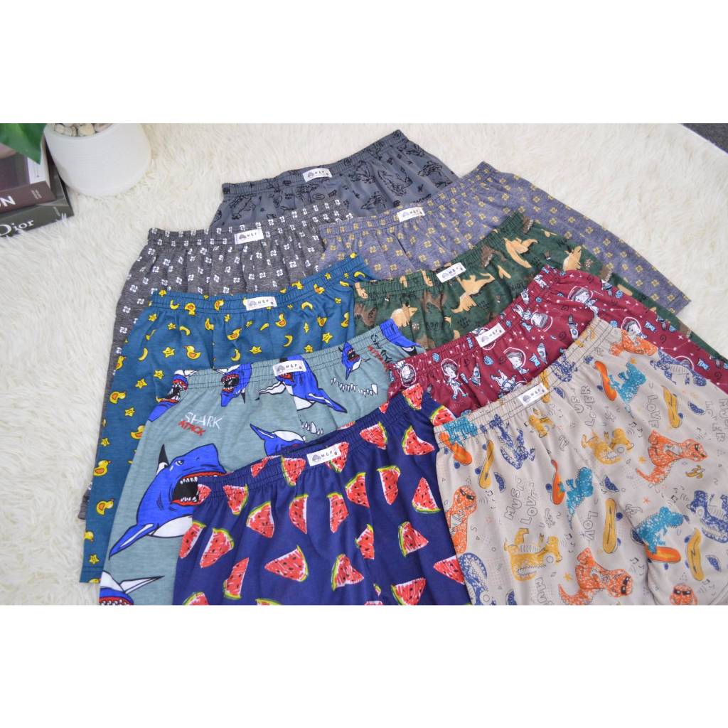 Boxer กางเกงบ๊อกเซอร์ M&F เอว26-36นิ้ว แพ็ค3ตัวกางเกงขาสั้น ใส่อยู่บ้าน ใส่สบาย ผ้ายืด ผ้านิ่ม ผ้าพิมพ์ลายสีสด ผ้าสีพื้น