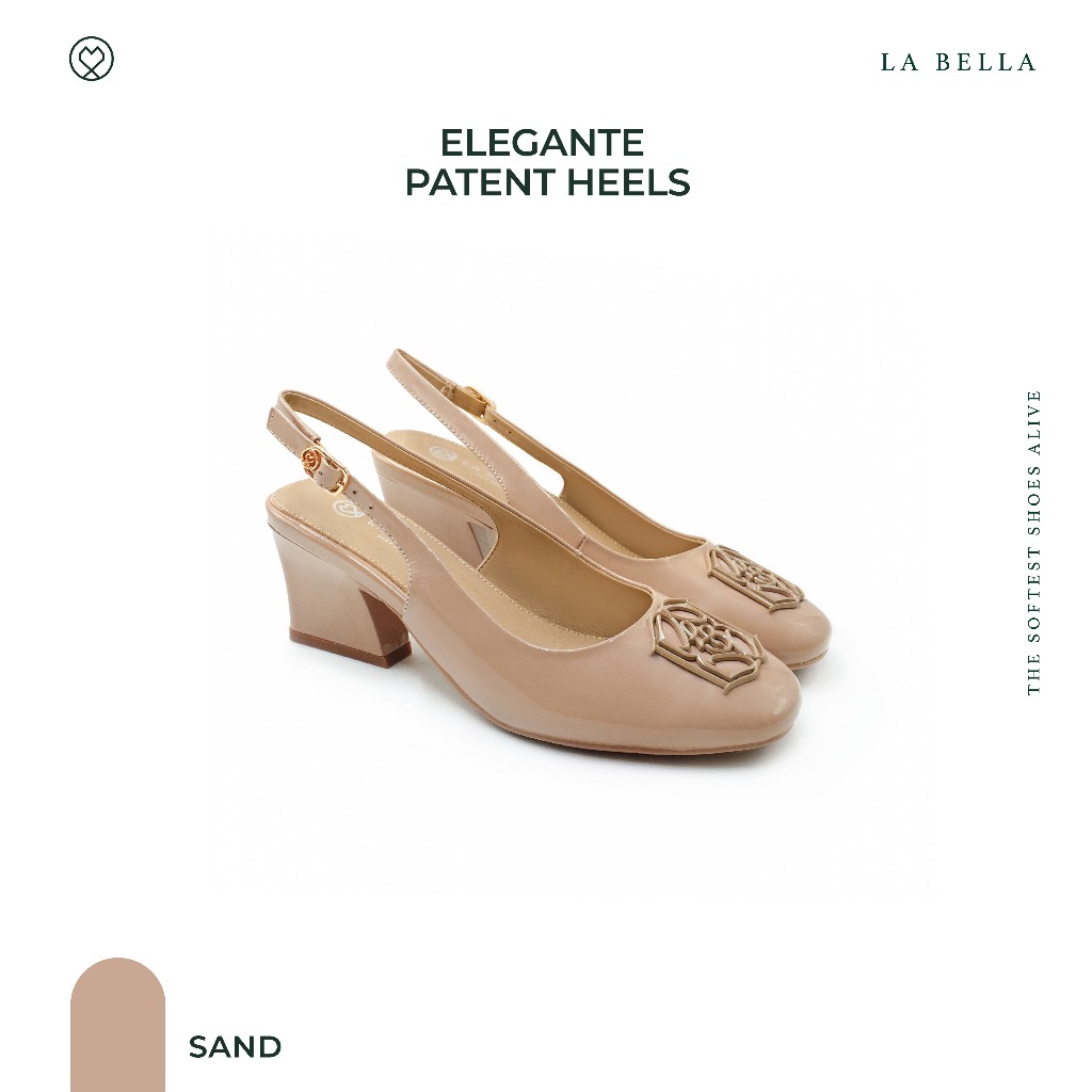 LA BELLA รุ่น ELEGANTE PATENT HEELS - SAND