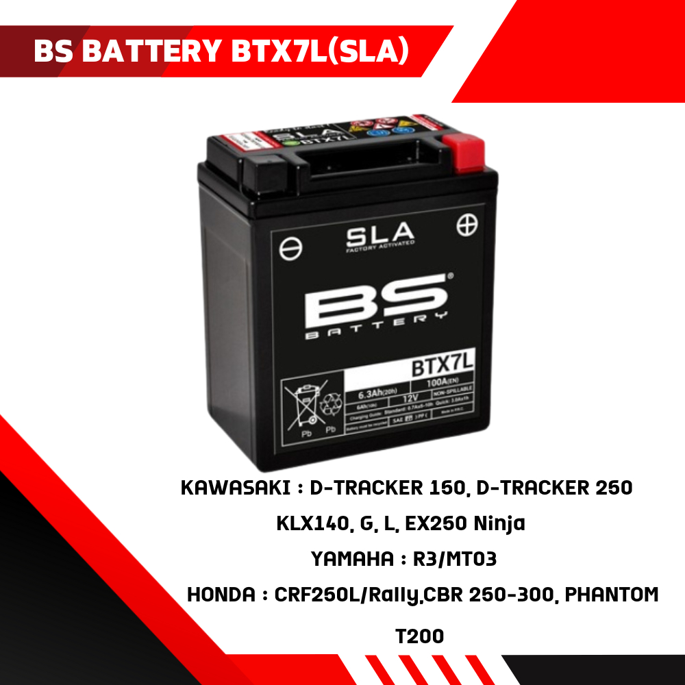 แบตเตอรี่ BS BATTERY BTX7L(SLA) 6.3Ah 100CCAแบตเตอรี่ BS BATTERY BTX7L(SLA) 6.3Ah 100CCA ของแท้ ส่งไ