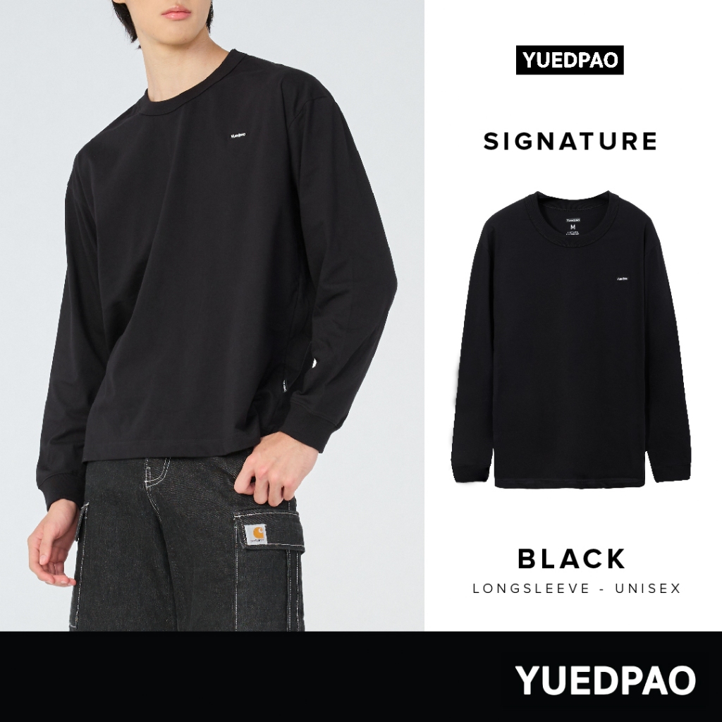 Yuedpao Signature Longsleeve Summer ผ้าหนาทรงสวย ยับยากรีดง่าย เสื้อยืดเปล่าแขนยาว สี Black