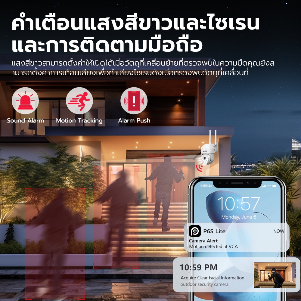 5g กล้องวงจรปิด ไร้สาย 4K WiFi Camera outdoor cctv กันน้ำ มีภาพสีตอนมืด สนทนาได้สองทาง​ หมุนได้360