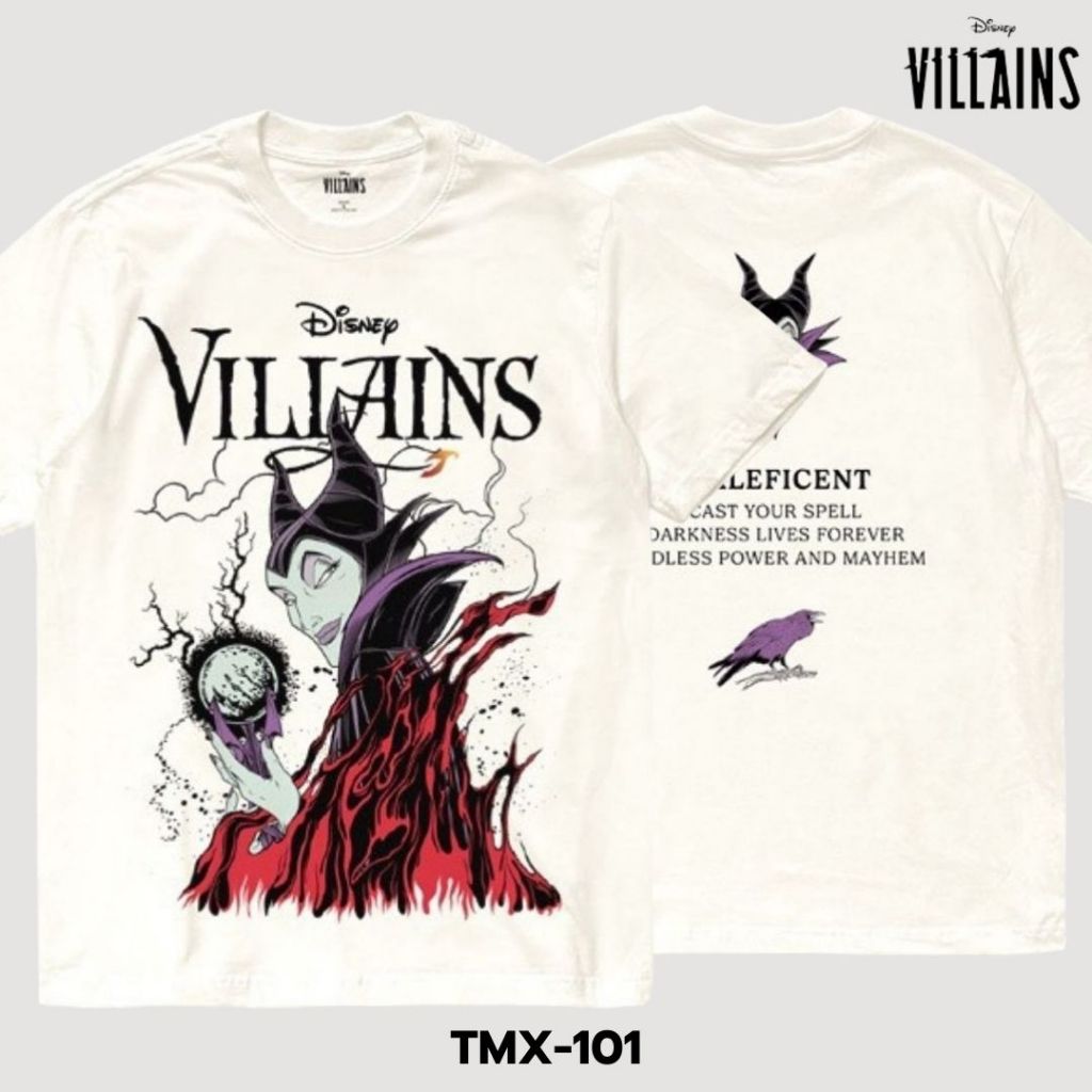 Power 7 Shop เสื้อยืดการ์ตูน ลาย " Maleficent" คอลเลคชั่น "Disney Villains" ลิขสิทธิ์แท้ DISNEY (TMX-101-สีครีม)