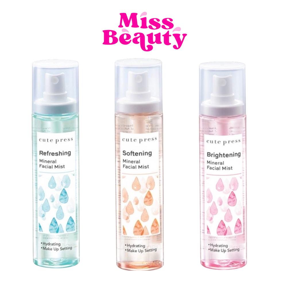 (ขวด) Cute Press Mineral facial mist water คิวท์เพลส สเปรย์น้ำแร่ ช่วยเครื่องสำอางติดทนนาน 100 มล.