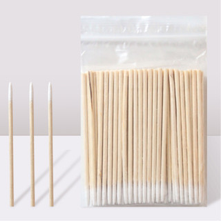 สำลีก้านไม้ (100ชิ้น) สำลีก้านไม้ทําความสะอาดเล็บ ปลายไม้ หั…
