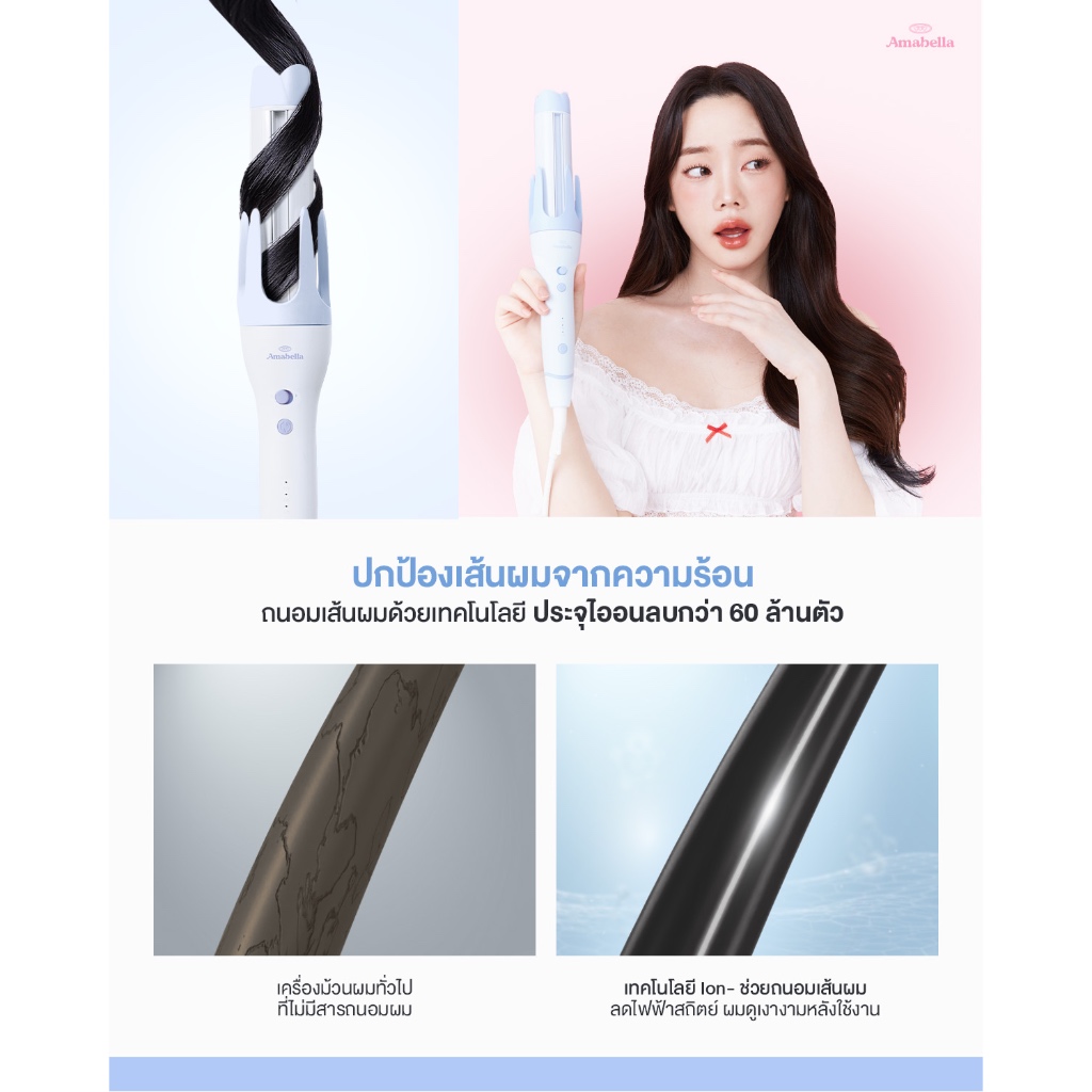 Amabella ลอนอัตโนมัติ 40 mm. รุ่น Jelly Blue เครื่องม้วนผมอัตโนมัติ  แกนม้วนผมอัตโนมัติ ลอนใหญ่สไตล์เกาหลี รูปที่ 4