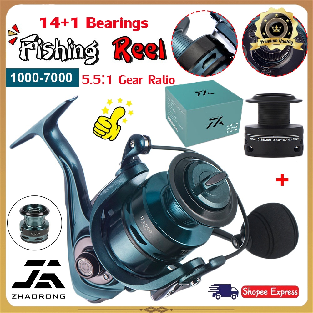 Daiwa รอกตกปลาโลหะ 14 + 1 แบริ่งอัตราส่วนความเร็วสูง: 5.5: 1 รอกหมุนปั่น 1000-7000 ถ้วยลึก