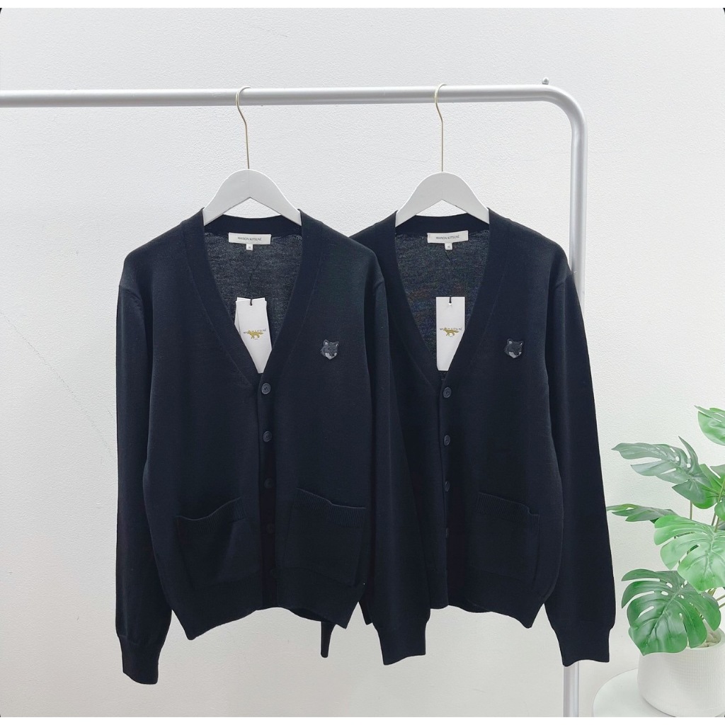 Maison Kitsune Fox Head Cardigan (Black)