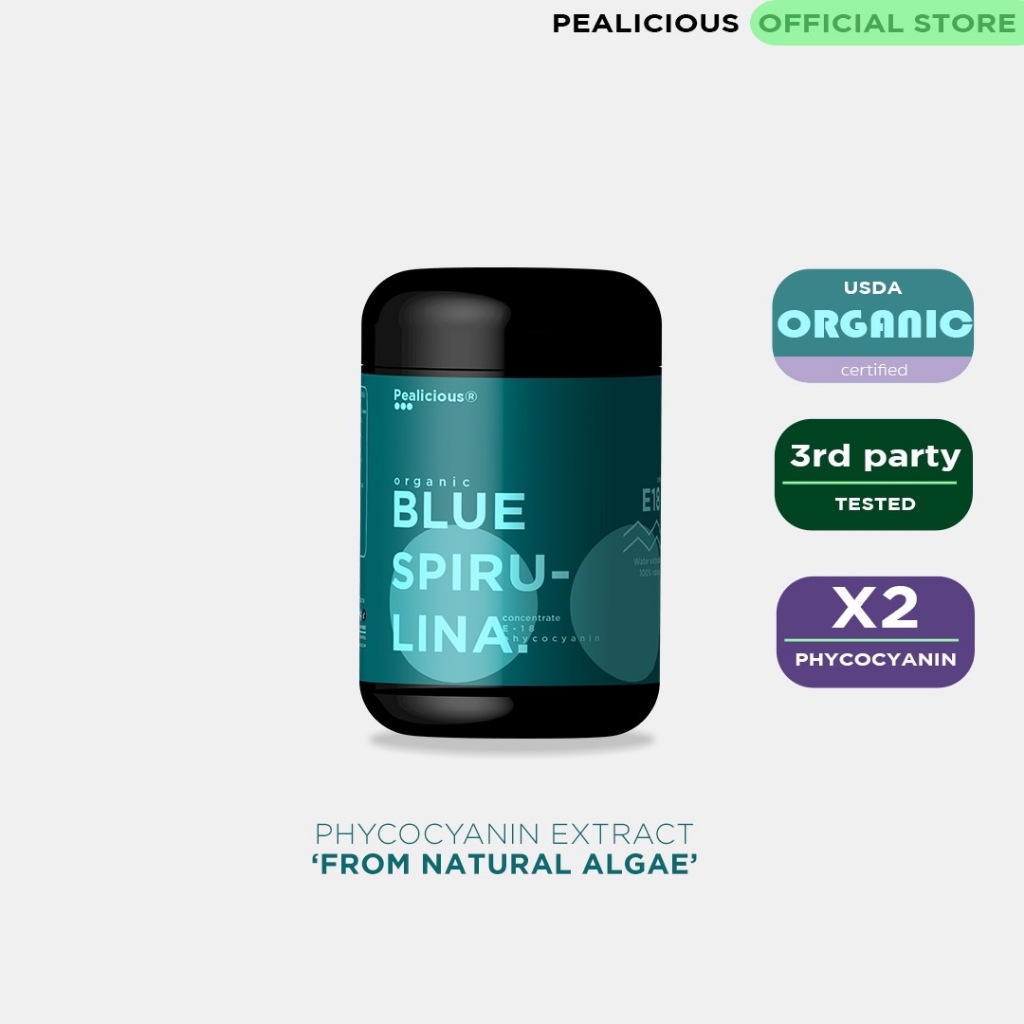 ผงสาหร่ายบลู สไปรูลิน่า ออแกนิค | Organic Blue Spirulina Powder ( Superfood powder ) Pealicious 30g