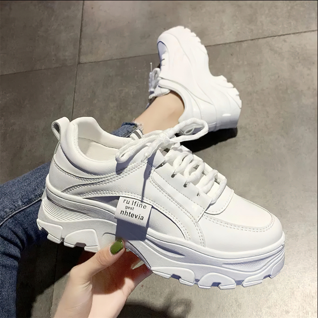 DV จัดส่งจากกรุงเทพฯ (48 ชั่วโมง) รองเท้าผ้าใบเสริมส้น แบบผูกเชือก รองเท้าผ้าใบแฟชั่น วัสดุเกรดดี   เสริมส้น 5ซม. - รูปที่ 7