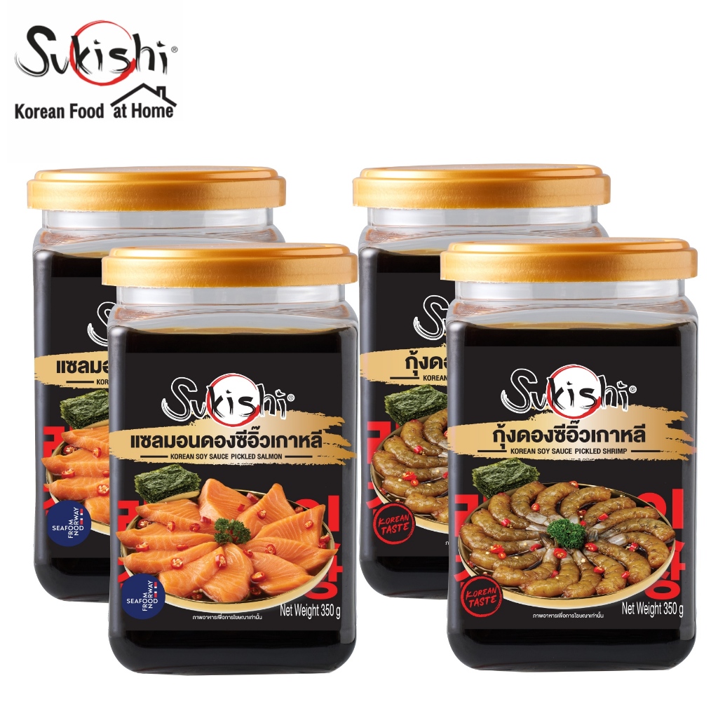 ซูกิชิ เซทแซลมอนดองซีอิ๊วเกาหลี2 + กุ้งดองซีอิ๊วเกาหลี2 (ขนาด 350g)
