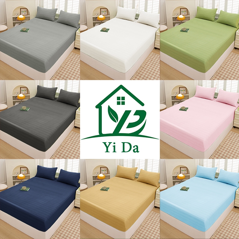 Satin ผ้าปูรัดมุมผ้าปูที่นอน6ฟุตผ้าปูที่นอนกันไรฝุ่นผ้าปูที่นอนสีพื้นชุดผ้าปูที่นอนสีพื้น