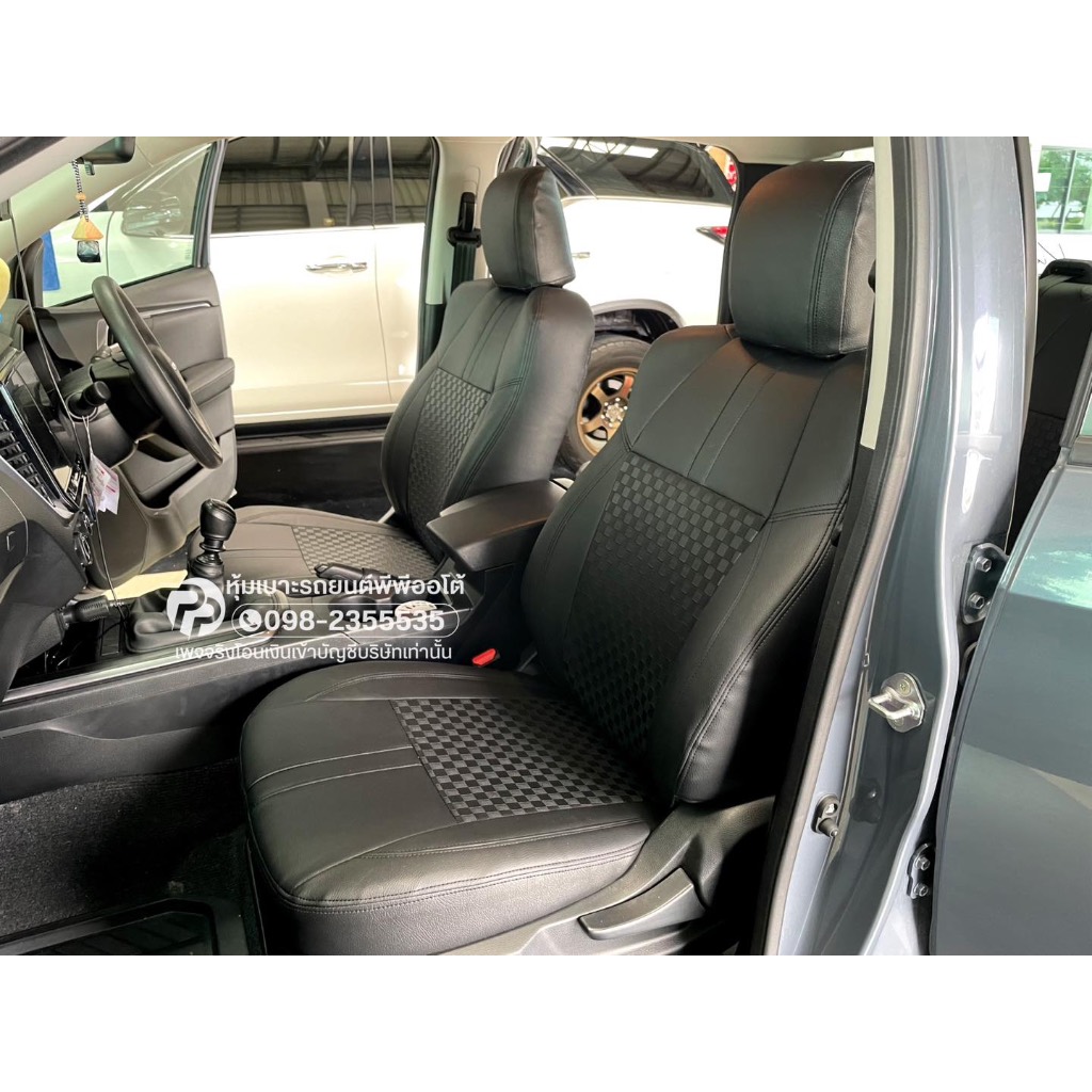 หุ้มเบาะรถยนต์ ISUZU D-MAX 2020-2025 4 ประตู ลาย P  สีดำล้วน  หุ้มเบาะพีพีออโต้