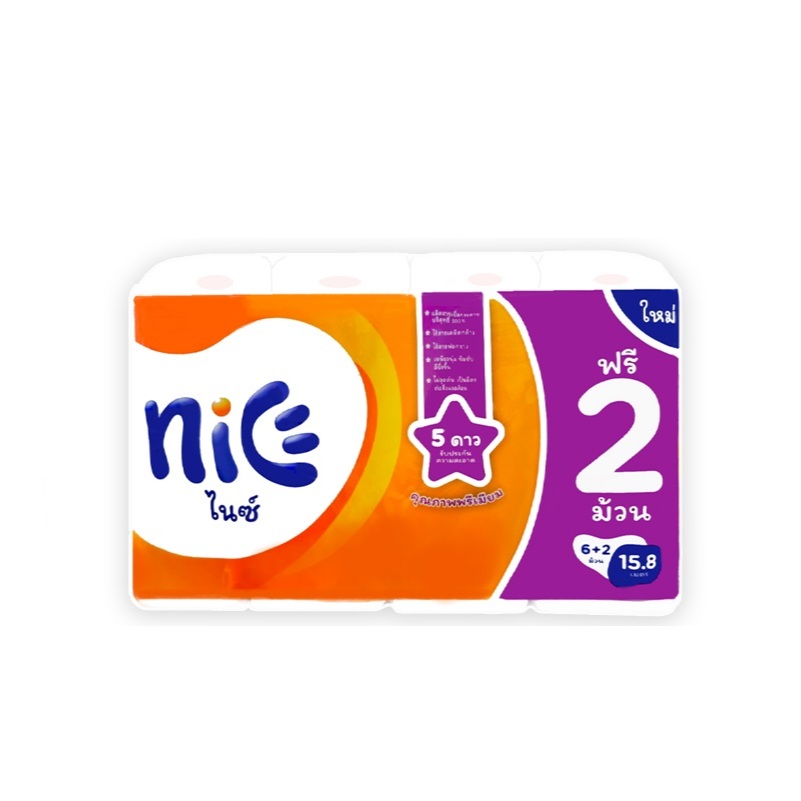 Nice ไนซ์ กระดาษชำระพรีเมี่ยม แพ็ค 6+2 ม้วน