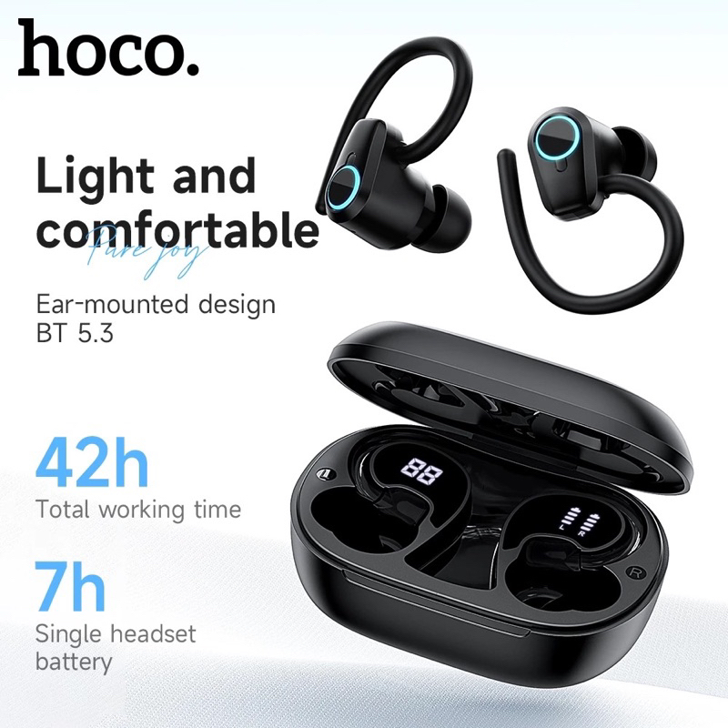 Hoco EQ8 ชุดหูฟังบลูทูธไร้สาย พร้อมจอแสดงผล LED พร้อมไมโครโฟน สําหรับสมาร์ทโฟน