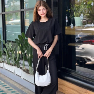 6 colors เสื้อ+ กางเกงขายาว เซ็ต ไซส์ใหญ่ เสื้อยืดลาย เซ็ตชุดลำลอง ทันสมัย สไตล์เท่ กางเกงเอวยางยืดTZ9984