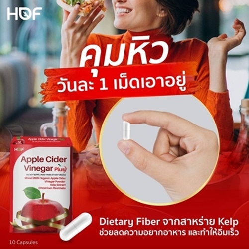 HOF Apple Cider Vinegar Plus fiber สาหร่าย Kelp apple cider เบาหวาน น้ำตาล แป้ง อ้วน อยากอาหาร หิว ค