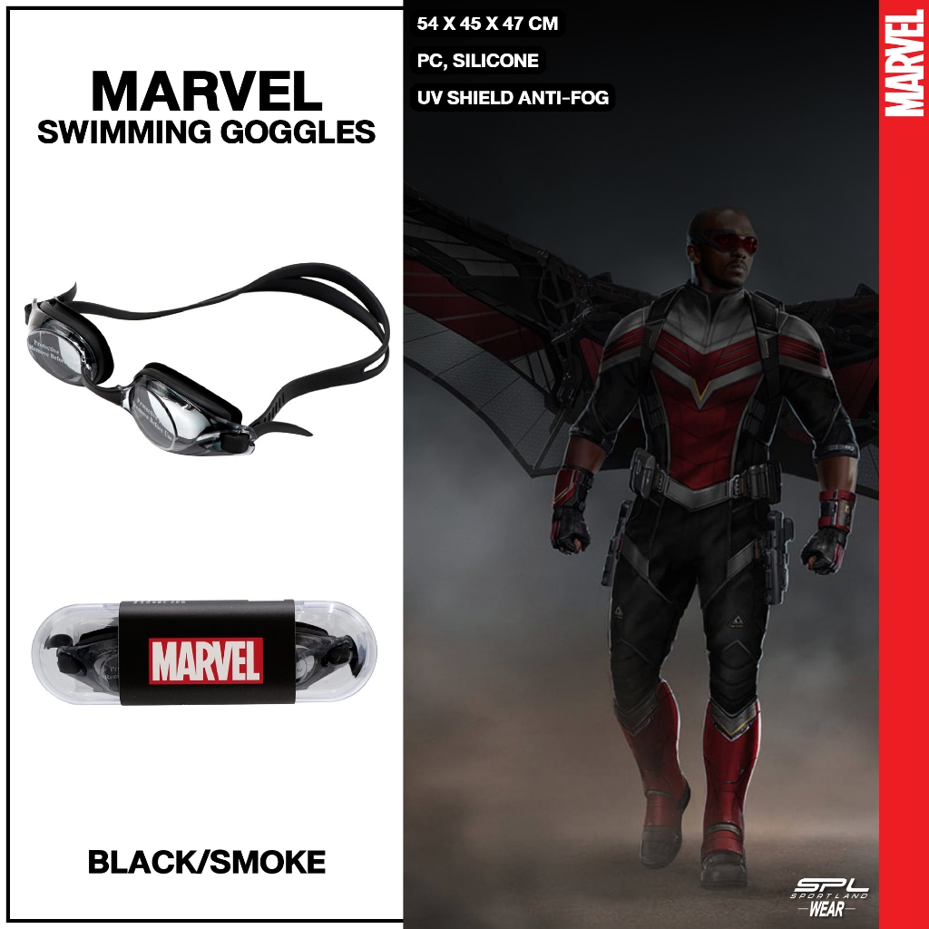 Marvel มาร์เวล แว่นตาว่ายน้ำ สำหรับว่ายน้ำ Swimming Gaggles Silicone BK (490)