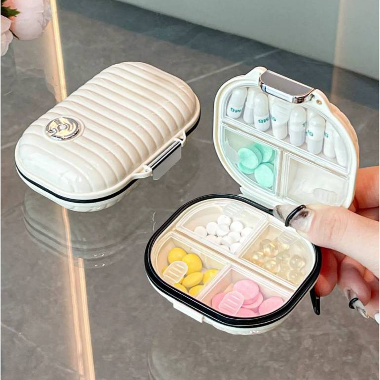 กล่องยาแบบพกพา ซิลิโคนSealed กันความชื้น  กันน้ำ ช่องเก็บภายใน7ช่อง หน้าปัดบันทึกช่วยจำ HOMSMART พร้อมส่งจากไทย