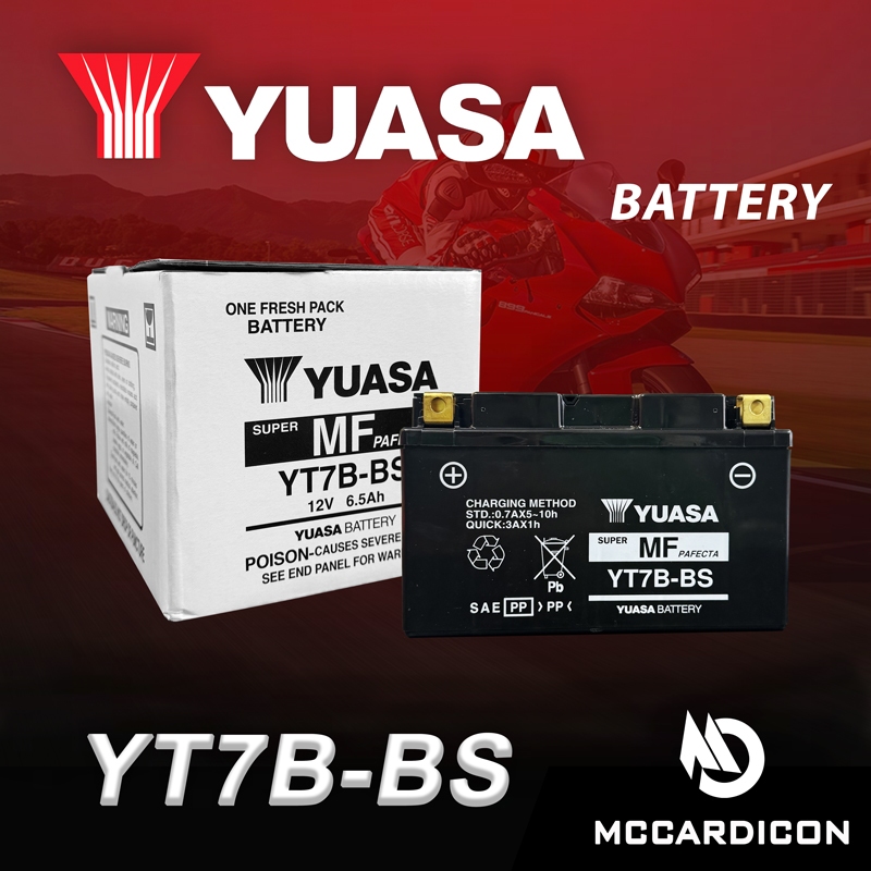 แบตเตอรี่แห้งแยกกรด ยัวซ่า (Yuasa) YT7B-BS สำหรับ Panigal 899/1199/1299, TTR250, Daytona 675R