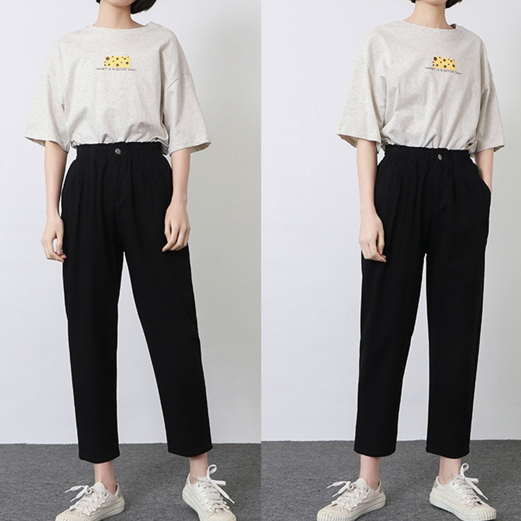 กางเกงขาเต่อสีดำ พร้อมส่ง(A1673)