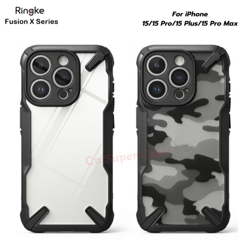Ringke Fusion X เคส สำหรับ iPhone 15 Pro Max/15 Pro/15/15 Plus เคสกันกระแทก คลุมกล้อง ขอบยาง TPU [ พร้อมส่งไทย ]