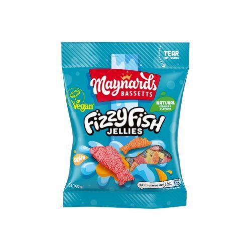 MAYNARDS BASSETTS Fizzy Fish Jellies - Pouch of Soft Fizzy Candy 130g ***UK IMPORT***