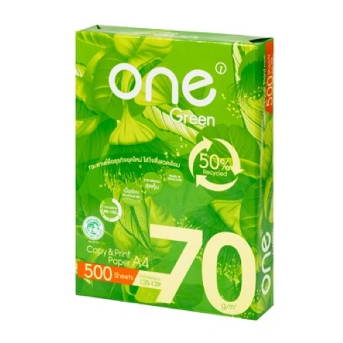 ONE GREEN กระดาษถ่ายเอกสาร 70 แกรม สีขาว ขนาด A4 (500แผ่น/รีม)