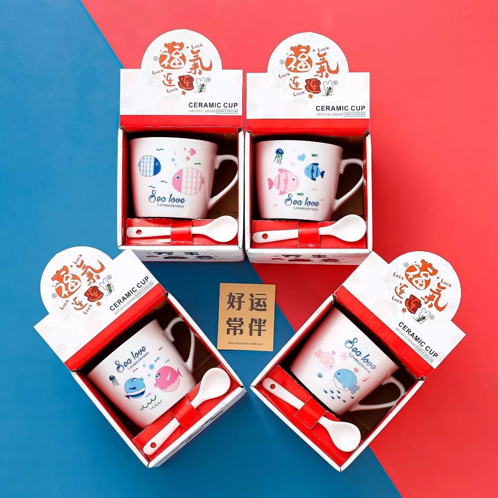 (เซ็ต 10 ใบ) ชุดแก้วกาแฟเซรามิก (คละลาย) ลายน่ารักๆ เหมาะสำหรับเป็นของขวัญ มีมากว่า 15 ลาย