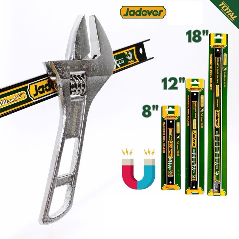 JADEVER แถบแม่เหล็ก ยึดเครื่องมือ มีขนาด 8,12,18 นิ้ว ให้เลือก รุ่น JDHH1608 / JDHH1612 / JDHH1618 / JDHH2603