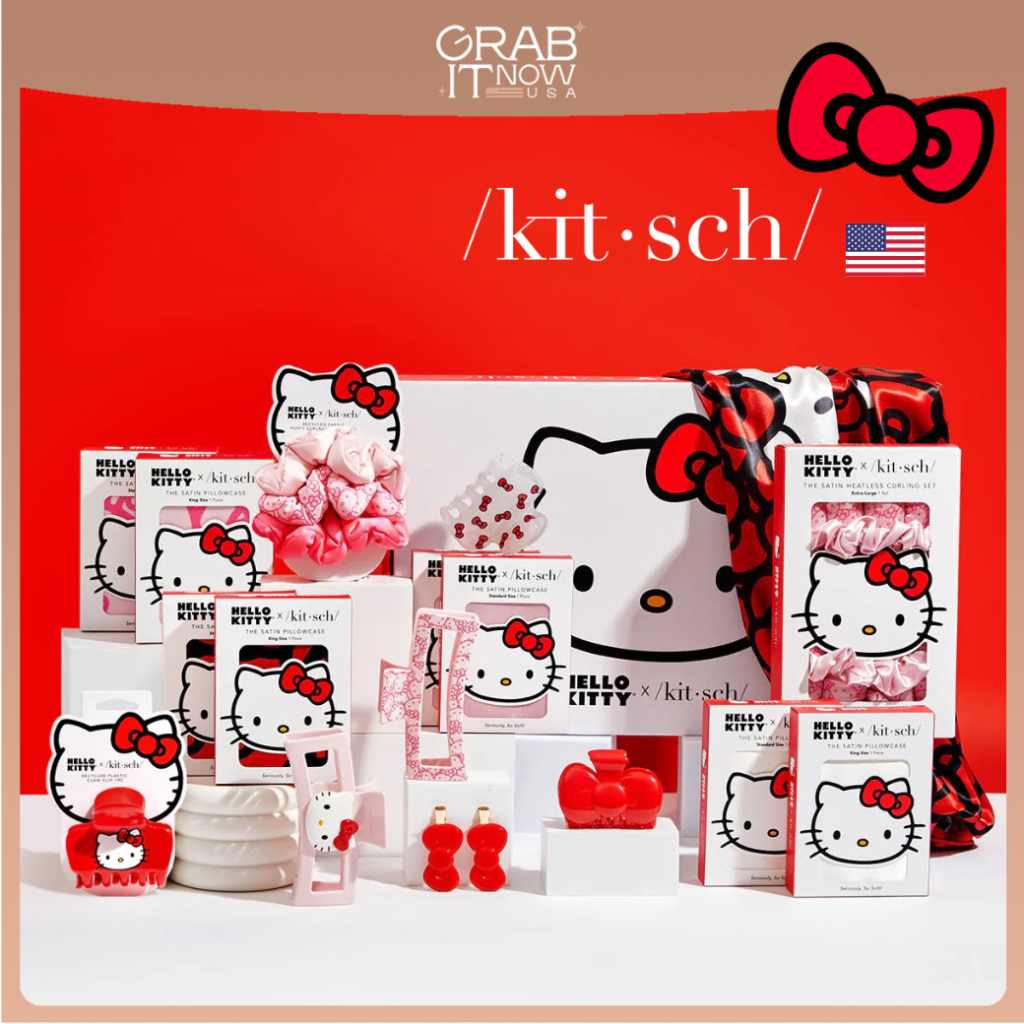 พรี Kitsch x Hello Kitty Collab Hair Accessories / Pillow Case กิ๊บ ยางรัดผม ปลอกหมอน